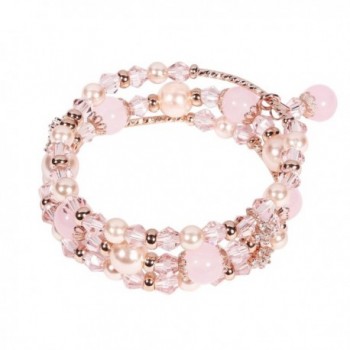 Tomazon Fashion Handmade Crystals Bracelet - 3 rows - pink - C7189TRRAOS