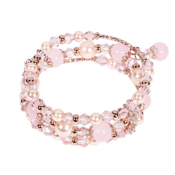 Tomazon Fashion Handmade Crystals Bracelet - 3 rows - pink - C7189TRRAOS