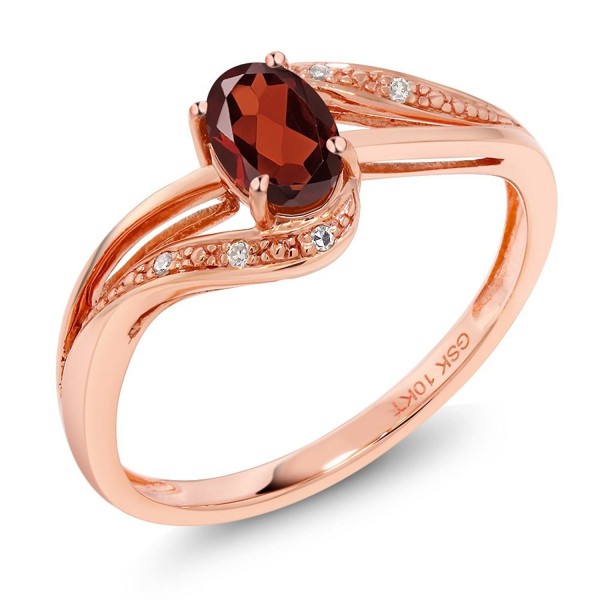 10K Rose Gold 0.54 Ct Red Garnet and Diamond Engagement Ring (Available in size 5- 6- 7- 8- 9) - CG186Y5D2D3