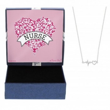 Gift for Nurse Silver-Tone Heart & EKG ECG Test Pendant Necklace Jewelry Box Nurse Graduation Gift - CY12NTHFBM7