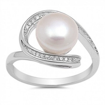 Clear CZ Simulated Pearl Swirl Ring New .925 Sterling Silver Band Sizes 5-10 - CB12GTVN4QH