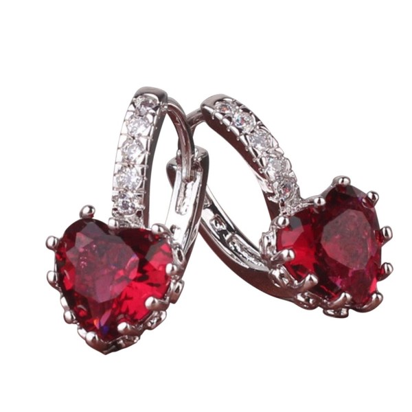 Anzona Earring January Birthstone Leverback - Red - CR123YEULKJ