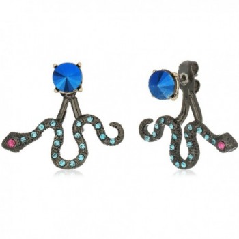 Betsey Johnson Womens Blue and Gold Snake Front Back Earrings - BLUE - C4183MG79UA