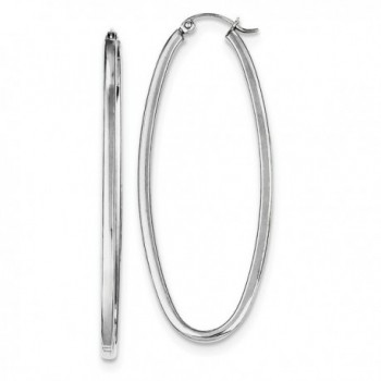 Sterling Silver 2mm Oval Hoop Earrings (51mm Approximate Length) - CZ128F455EP