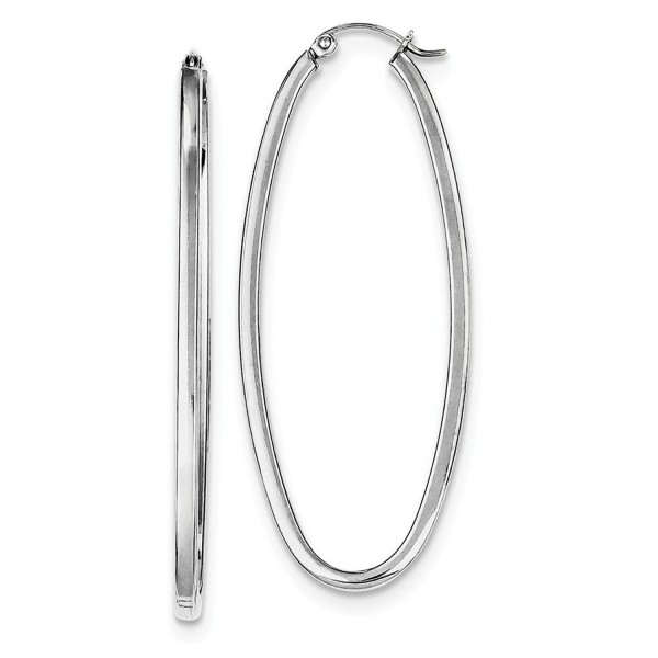 Sterling Silver 2mm Oval Hoop Earrings (51mm Approximate Length) - CZ128F455EP