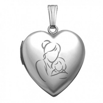 Sterling Silver "Mom and Daughter" Heart Locket Pendant Necklace 3/4 Inch X 3/4 Inch - CY180OEIS94