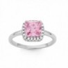 Sterling Silver Pink Square CZ Band Ring - CS1289INIYL