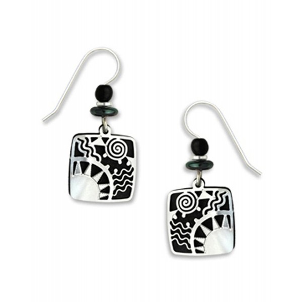 Adajio By Sienna Sky Black Square with Silver-tone Sunrise Overlay Filigree Earrings 7303 - CZ11BLNDCYX