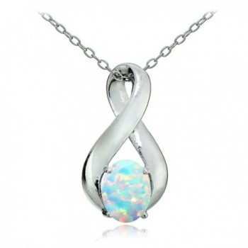 Sterling Silver Genuine or Created Gemstone Polished Infinity Pendant Necklace - Created White Opal - CR12O410V4W