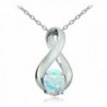 Sterling Silver Genuine or Created Gemstone Polished Infinity Pendant Necklace - Created White Opal - CR12O410V4W