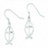 Sterling Silver Diamond Cut Cross W/Fish Earrings - CC11573861R