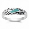 Sterling Silver Swirl Ring - Simulated Turquoise - C711Y23JMO3