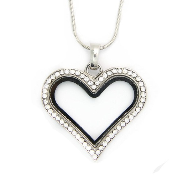 JoJo&Lin Memory Crystal Heart Magnetic Floating Charm Locket with Snake Chain DIY Jewelry Accessory - CJ11L8ACCXZ