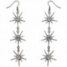 Lux Accessories Hematite Crystal Rhinestone Three Tier Starburst Dangle Earrings - C017YE7GLZR
