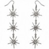 Lux Accessories Hematite Crystal Rhinestone Three Tier Starburst Dangle Earrings - C017YE7GLZR