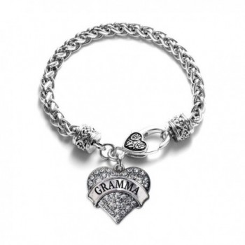 Gramma 1 Carat Classic Silver Plated Heart Clear Crystal Charm Bracelet Jewelry - CK11VDKWLYL