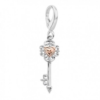 Key Charm with Diamonds in Sterling Silver & 14K Rose Gold - CO11VJNRM69