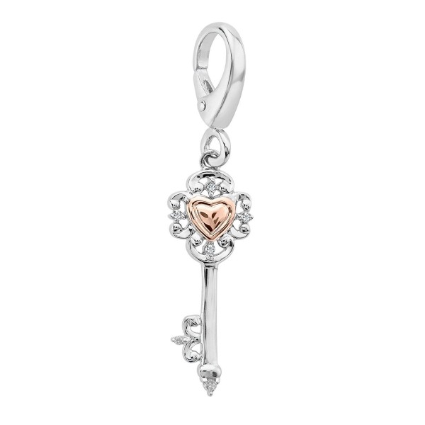 Key Charm with Diamonds in Sterling Silver & 14K Rose Gold - CO11VJNRM69