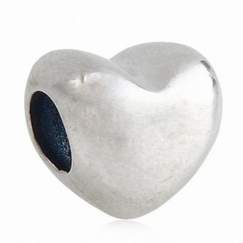 Love Heart Charm Solid 925 Sterling Silver Charm for Charms Bracelets - C5182Z5IGRE