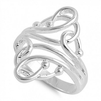 Women's Curved Ball Fashion Abstract Ring .925 Sterling Silver Band Size 7 (RNG14974-7) - CQ11Y23WWJZ
