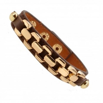 Womens Fashion Buckle Chain Link Strap Leather Bracelet - CF11KRREPSB