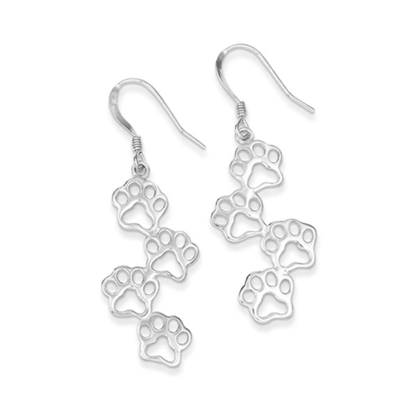 Polished Paw Prints Dangle Earrings in Sterling Silver - CS11NS3TR9X