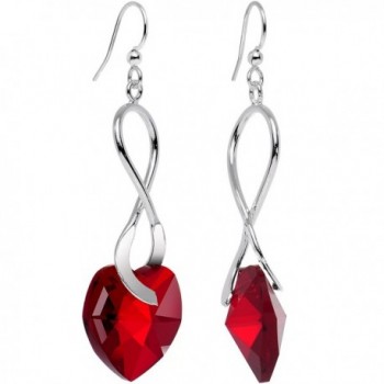Body Candy Handcrafted Silver Plated Deep Red Accent Heart Earrings Created with Swarovski Crystals - CC12KW7O7QZ