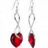 Body Candy Handcrafted Silver Plated Deep Red Accent Heart Earrings Created with Swarovski Crystals - CC12KW7O7QZ