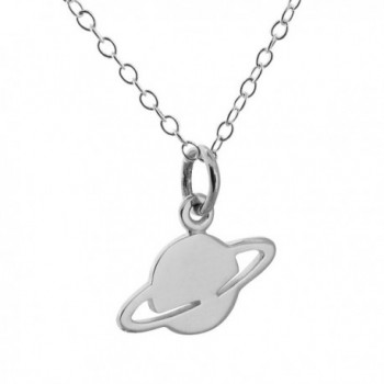 Sterling Silver Planet Saturn Charm Pendant Necklace- 18 Inch- Space Sci Fi - C212EQ789MZ