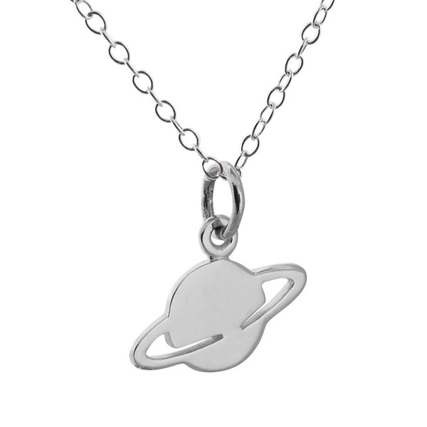 Sterling Silver Planet Saturn Charm Pendant Necklace- 18 Inch- Space Sci Fi - C212EQ789MZ