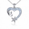925 Sterling Silver Ocean Wave Love Heart Pendant Necklace for Women Jewelry- 18 inches - CK182OCHNN0