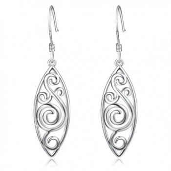 925 Sterling Silver Polished Filigree Drop Dangle Earrings - CA185OYLZHE