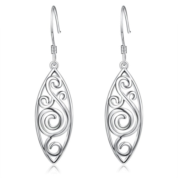 925 Sterling Silver Polished Filigree Drop Dangle Earrings - CA185OYLZHE