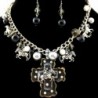 Western Peak Western Horse Rider Cross Pearl Bubble Necklace Set with Earrings - C3129HP9RIL