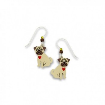 Pug Puppy "Pugs" with Red Heart Earrings Made in USA by Sienna Sky si1275 - C611CUR4ZTP