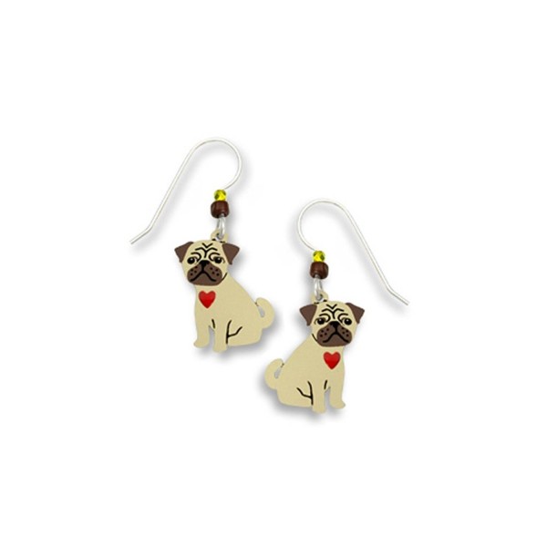 Pug Puppy "Pugs" with Red Heart Earrings Made in USA by Sienna Sky si1275 - C611CUR4ZTP