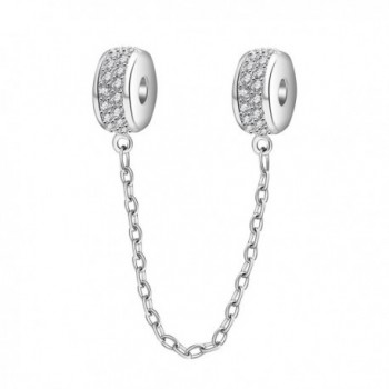 Soulbeads 925 Sterling Silver Clasp Safety Chain Bead Charm for Charms Bracelet- Valentines Day Gifts - CS126CBTOJF