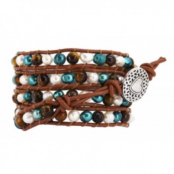 Colored Freshwater Cultured Leather Bracelet