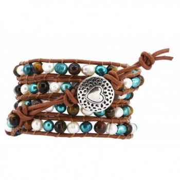 Colored Freshwater Cultured Leather Bracelet in Women's Wrap Bracelets