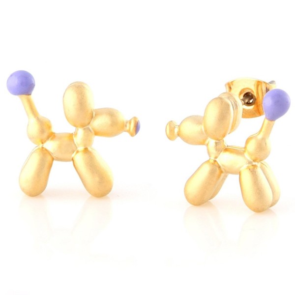 LAONATO Balloon Dog Stud Earrings - Gold - CQ17YAZTCN7