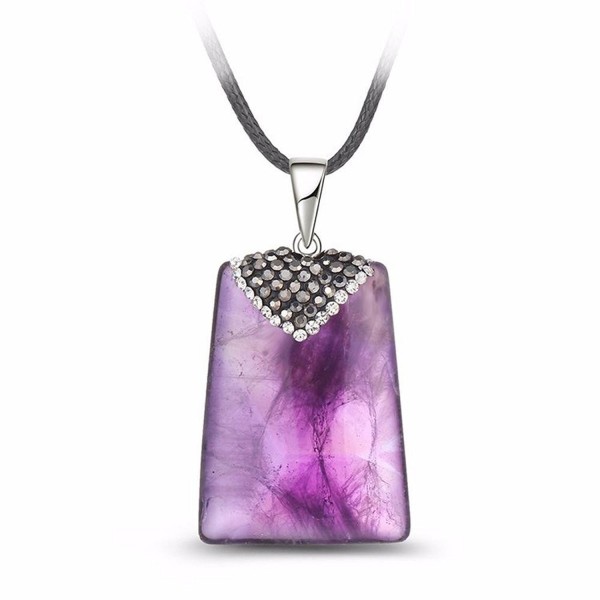 18KT White Plated Pendant Amethyst - Amethyst - CT183CN2Z0L