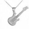 925 Sterling Silver Music Charm Electric Guitar Pendant Necklace - CL12507CP61
