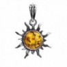 Amber Stirling Silver 925 Small Round Sun Pendant - CG182INE5X6