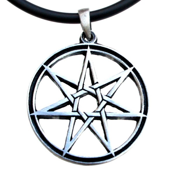 Septagram 7 Pointed Fairy Star Heptagram Pewter Pendant Charm Amulet - CJ187CS8RH0