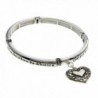 PammyJ Silvertone Detailed Heart Charm Serenity Prayer Stretch Bracelet - CY11O66O0GV