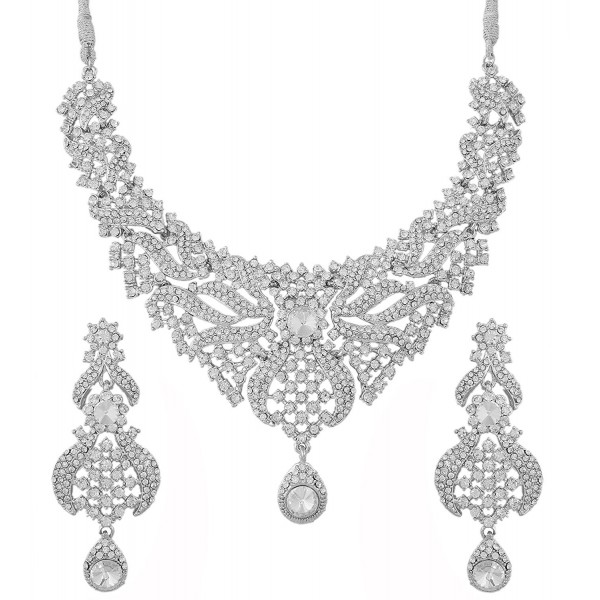 Touchstone Women's Antique Toned Mesmerizing Earring and Necklace Set - White - C212L5AXMGX