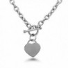 Noureda High Polished Stainless Steel Heart Charm Cable Chain Necklace with Toggle Clasp (Length: 18") - CZ1181YGG8J