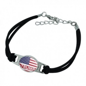 President Trump American Flag Novelty Suede Leather Metal Bracelet - black - C9188NUGOYG
