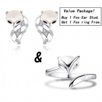 Value Package!Fashion Unique Fox 3D Pierced Ear Stud Earrings Hollow Design with Huge Crystal - CN185UZIYIH