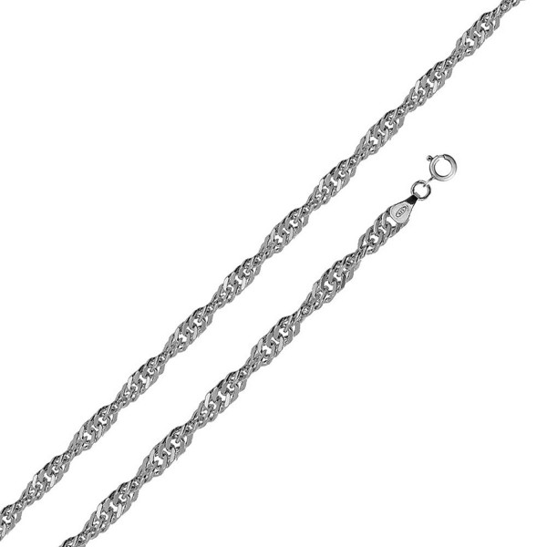 2mm- 2.5mm- 3.5mm Sterling Silver Singapore Chain Necklace- Made in Italy - C1184IMMEAK